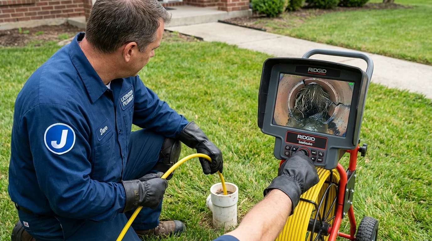 Sewer camera inspection being performed by Johns Plumbing LLC in Bogota