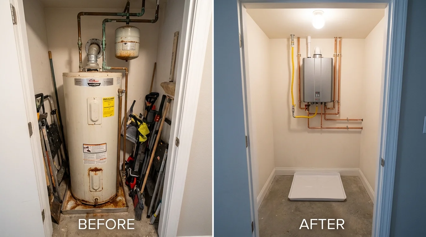 Tank water heater versus wall-mounted tankless unit comparison for Bogota, NJ homeowners